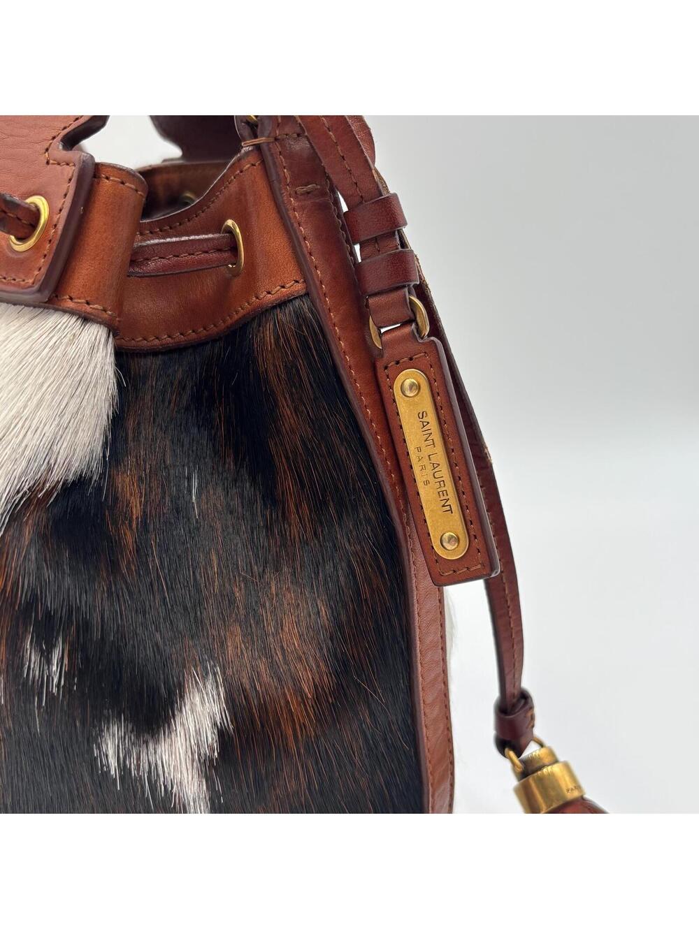 Saint Laurent Paris Emmanuelle Bucket Bag – Calf Hair Pony Hair Leather Tassel - Picture 7 of 10